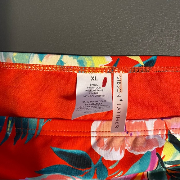 GIBSON LATIMER red floral bikini bottoms sz XL - Picture 2 of 4